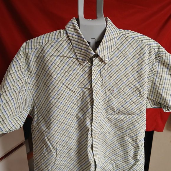 Tommy Hilfiger 80s 2 Ply Fabric Plaid Short Sleeve Men's XL Button Down Shirt - Picture 3 of 11